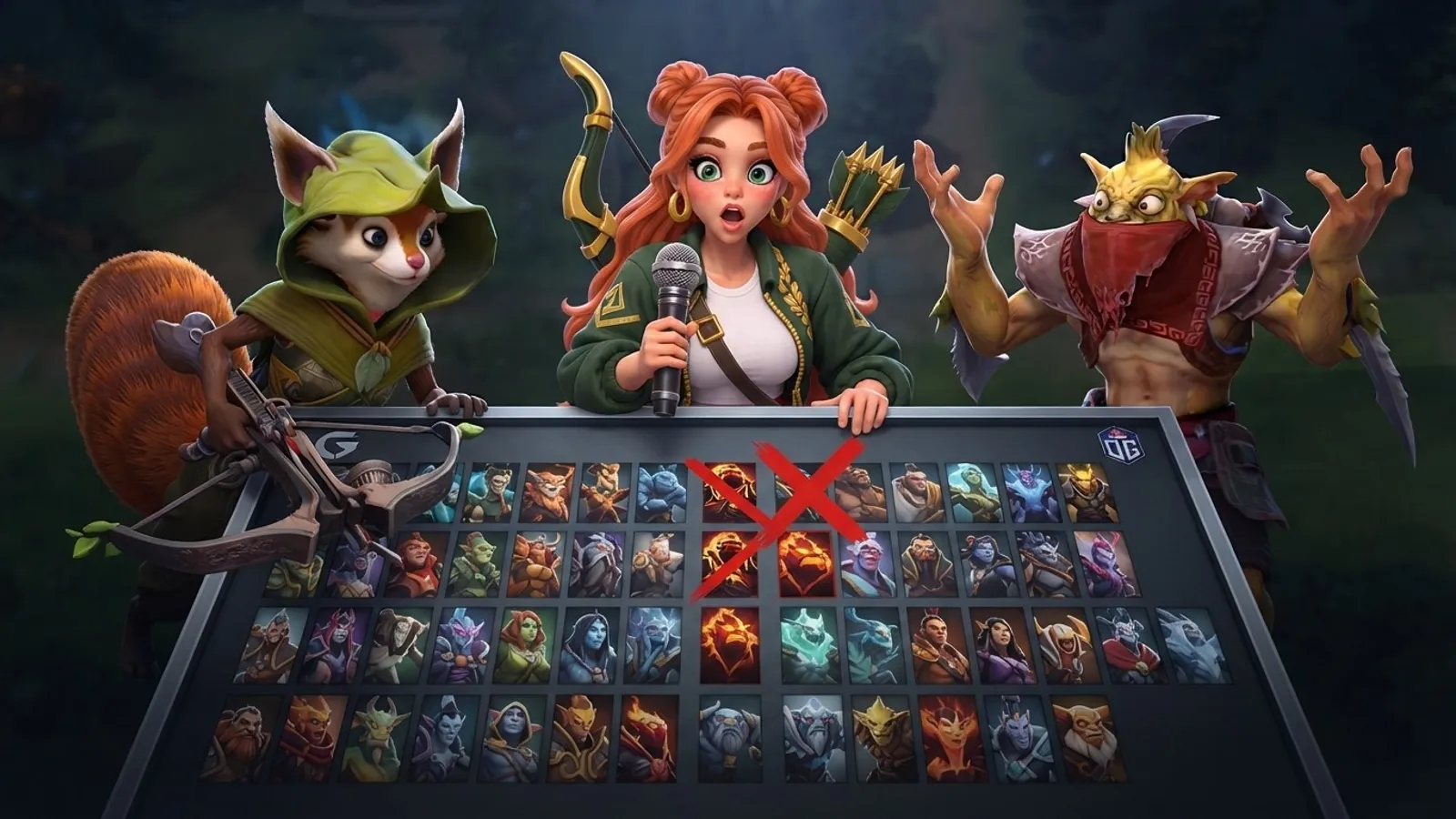 Windranger the reporter at a draft board, shocked by a banned hero.